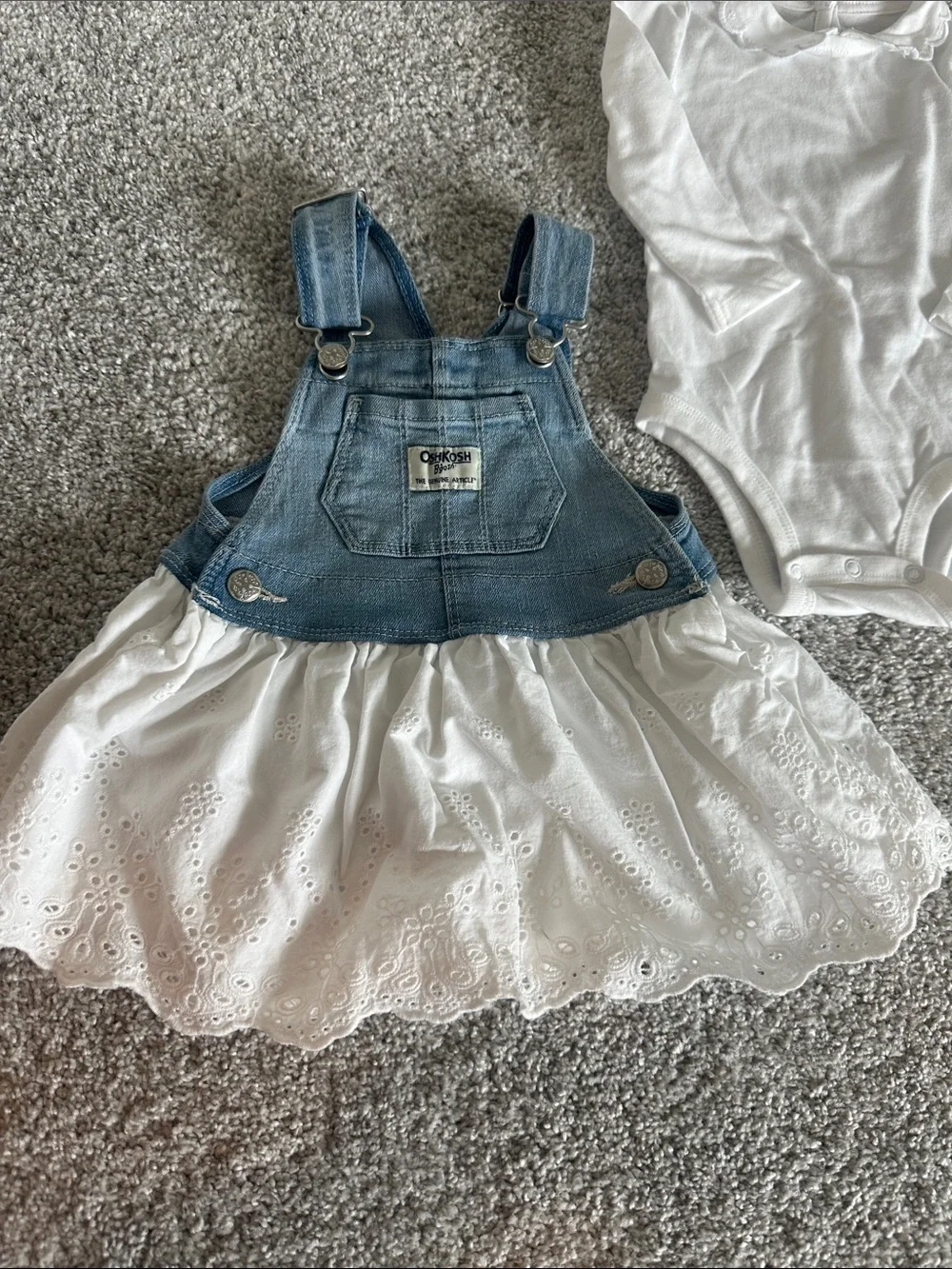 OshKosh B'gosh White Eyelet Dress with Bodysuit Set